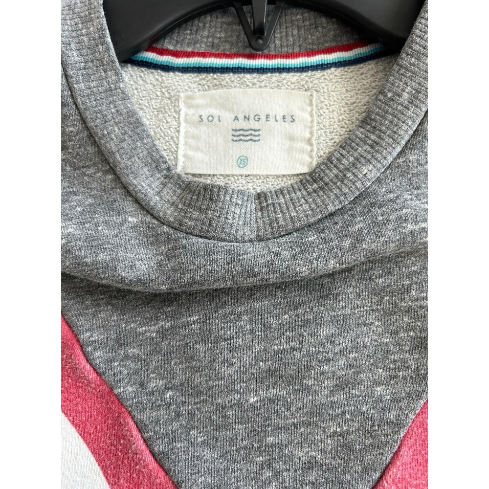 Anthropologie Sol Angeles Sweatshirt Pullover Size XS‎ Gray Multi Stripe Vintage - Picture 6 of 7
